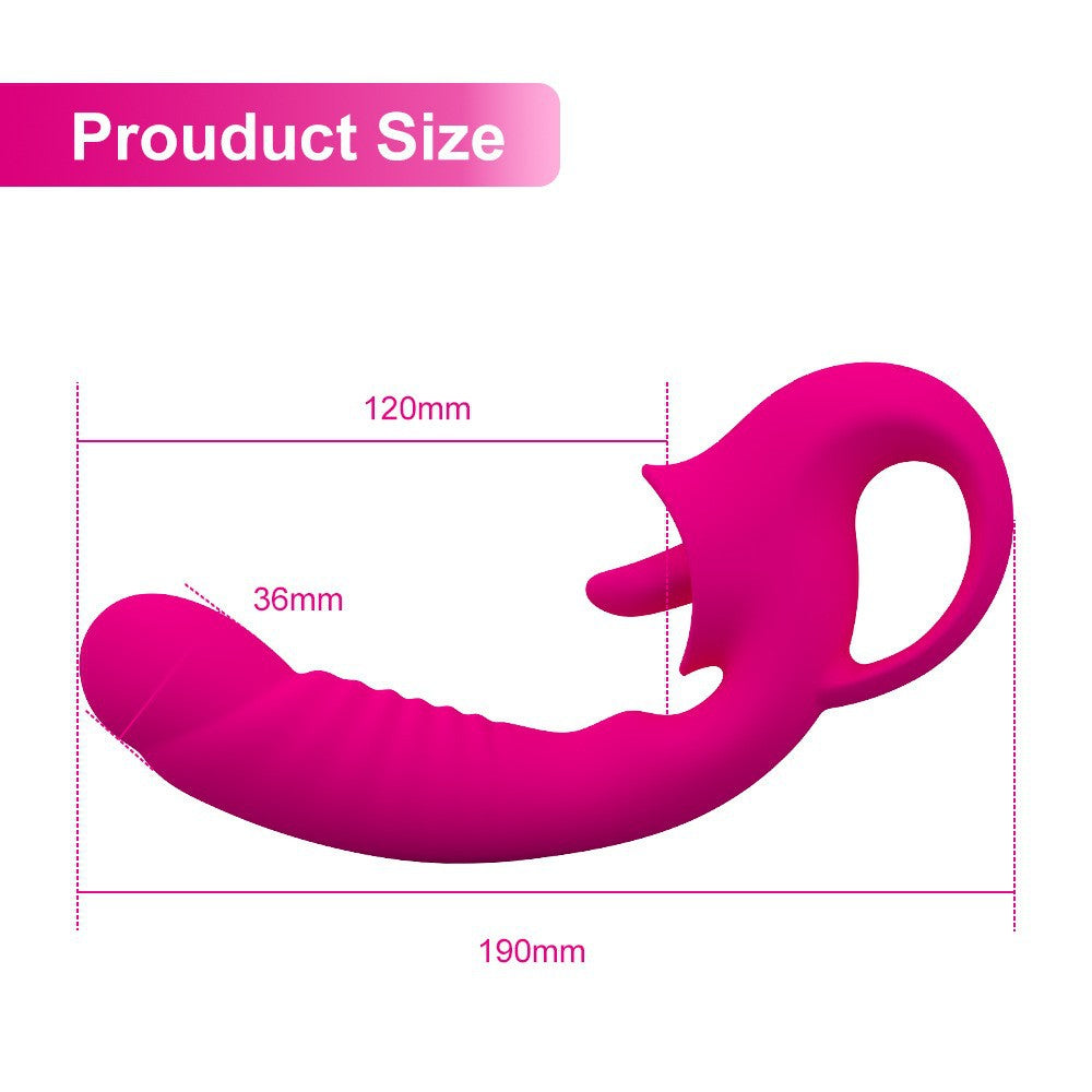 Waterproof Dildo Vibrator with Licking Tongue – 10 Vibration Modes for Her - image 7