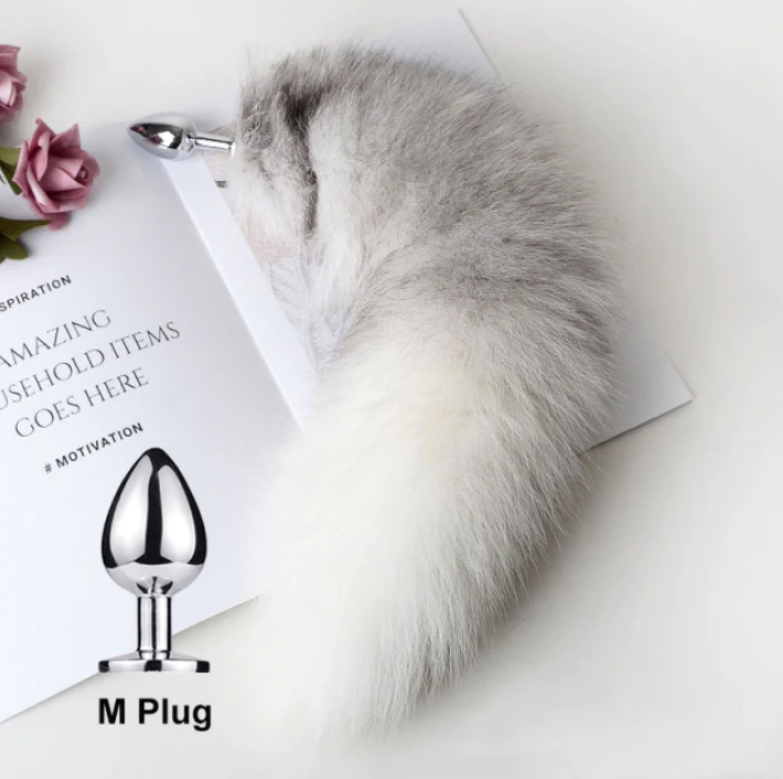 Foxy Tail Butt Plug - White - M - image 2