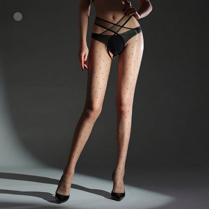 Shiny Polka Dots Pantyhose - Grey - One Size - image 4