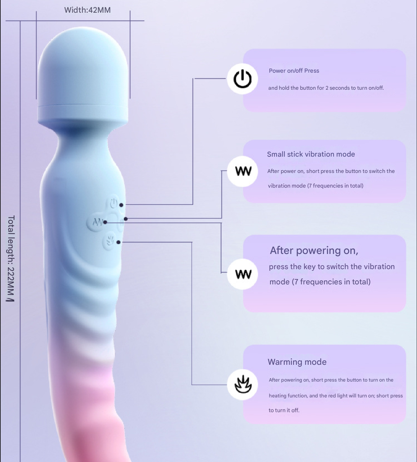 Silicone Heating Vibrator Wand with 7 Vibration Modes - image 5