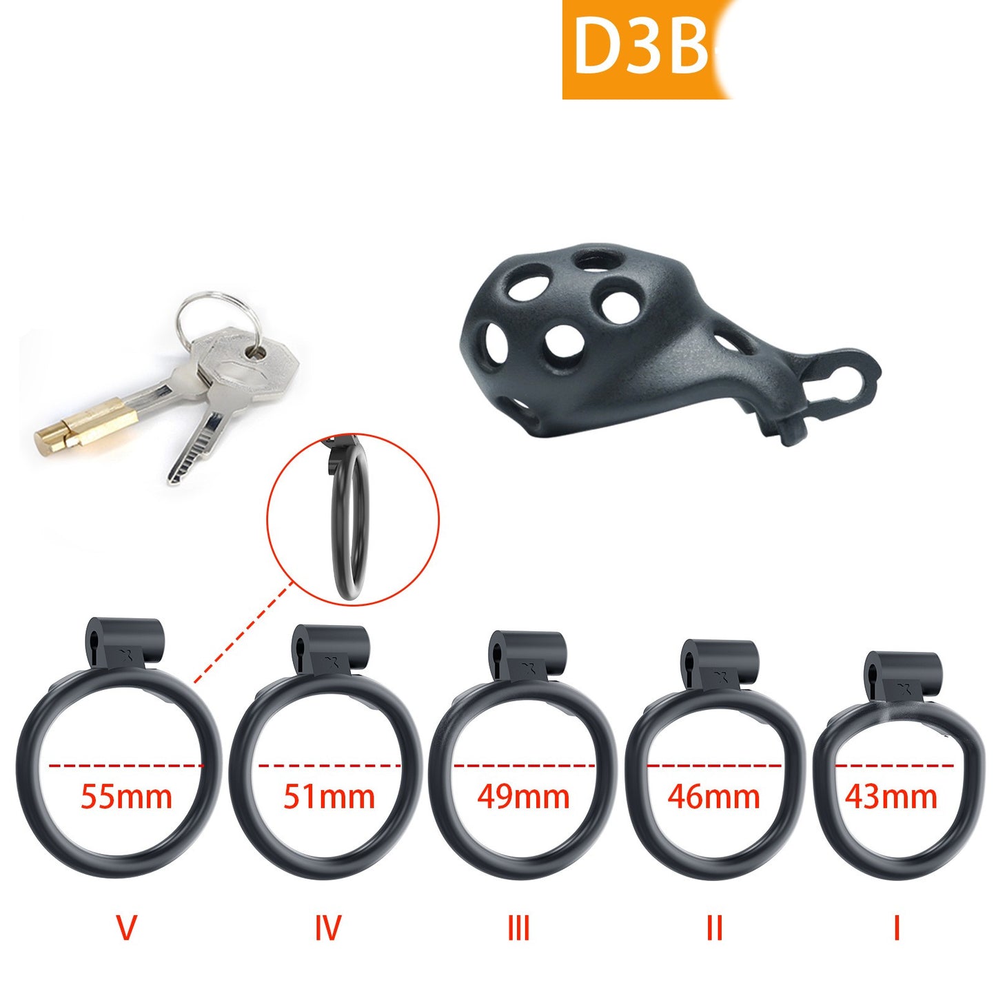 Cobra CB Lock Male Chastity Cage - M - Circular Ring - image 11