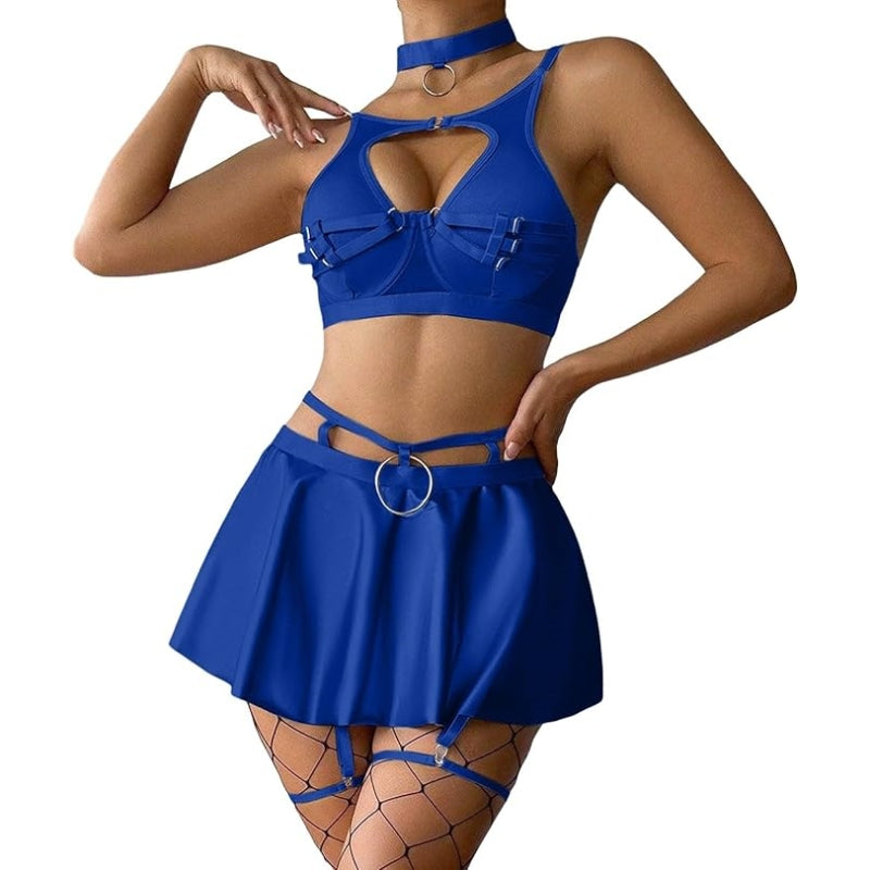 Seductive O-Ring Lingerie Set - Blue - XXL - image 3