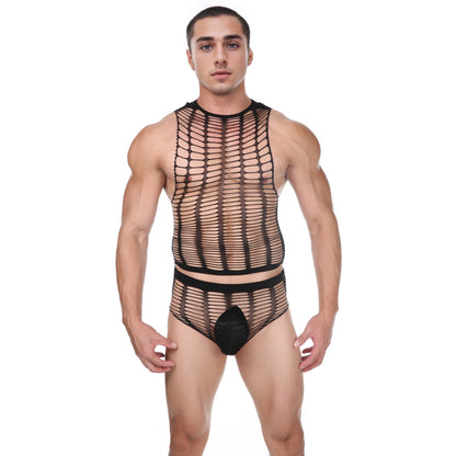 Set Men Briefs Vest Underwear Sexy Hollow - image 4