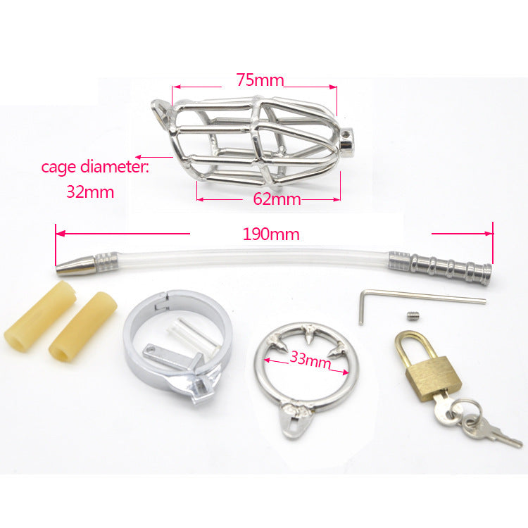 Jailbird Stainless Steel Cb6000s Chastity Cage With Anti-release Ring With Silicone Catheter - image 1