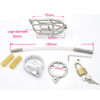 Jailbird Stainless Steel Cb6000s Chastity Cage With Anti-release Ring With Silicone Catheter - image 1