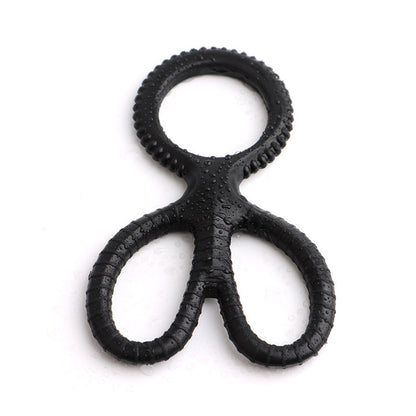 1 Pcs Men Sex Toy Cock Ring Silicone Scissor Triple Ring Ring Waterproof High Elasticity - Black - image 1