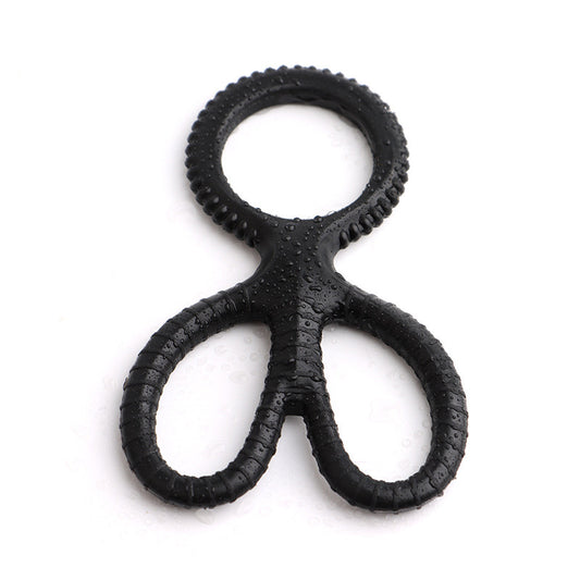 1 Pcs Men Sex Toy Cock Ring Silicone Scissor Triple Ring Ring Waterproof High Elasticity - Black - image 1