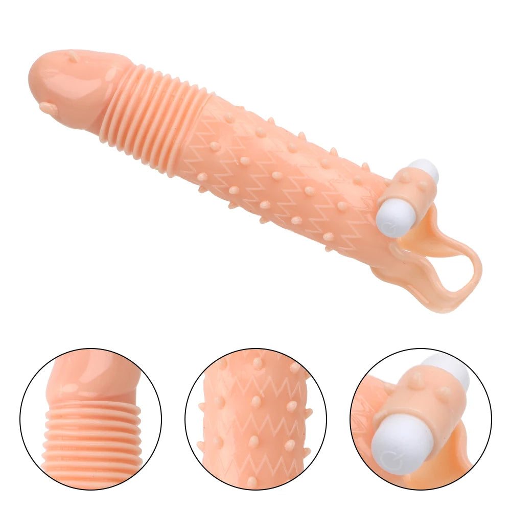 Vibrating Cock Sleeve Penis Enlargement Extender  - B - image 4