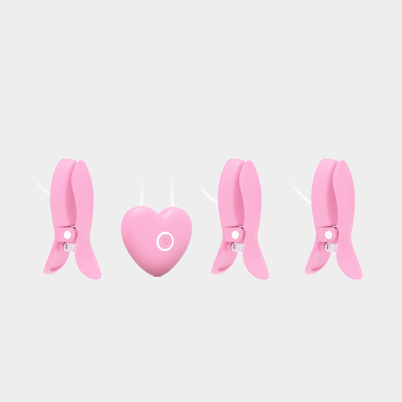 Whisper-Quiet Discreet Vibrating Nipple Clips - Pink - Three clips - image 13