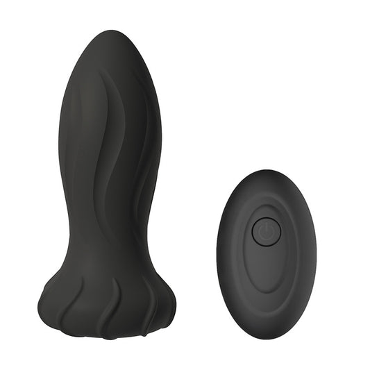 Remote Control Spiral Texture Vibrating Anal Massager - Black - image 0