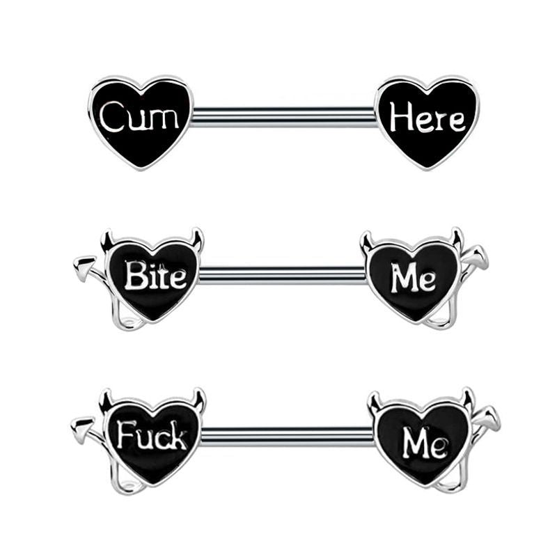 Hear Shape Fxxk Me Nipple Piercing Ring - image 0