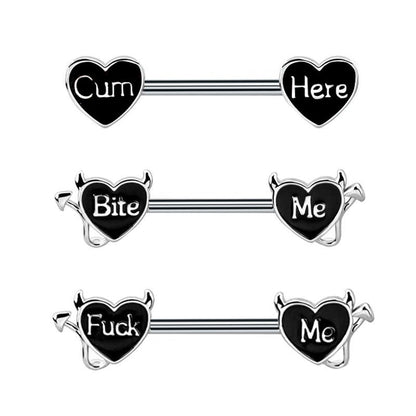 Hear Shape Fxxk Me Nipple Piercing Ring - image 0