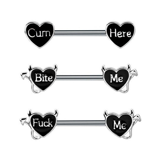Hear Shape Fxxk Me Nipple Piercing Ring - image 0
