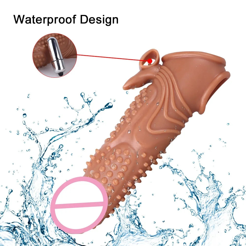 Realistic Penis Sleeve Extender with Vibrator  - image 0