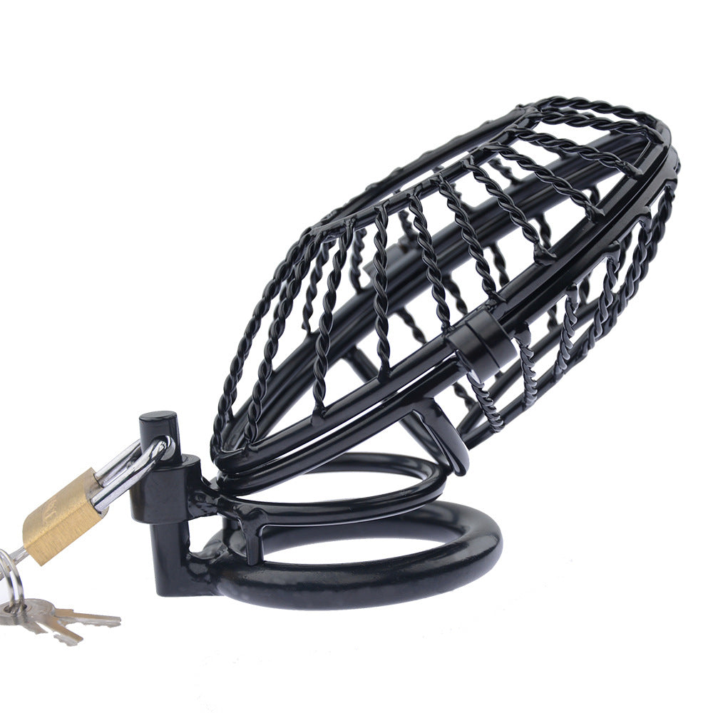 Dark Beaded Metal Chastity Cage Device - 50mm - image 0