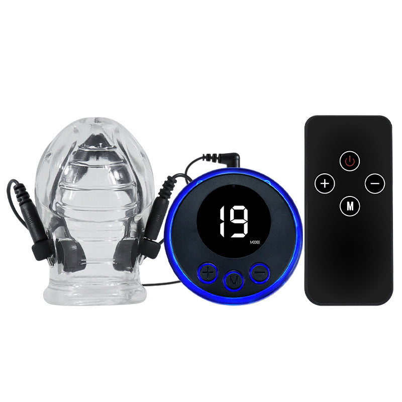 Electric Shock Penis Sleeve Glans Ring BDSM Sex Toy - Clear - image 7