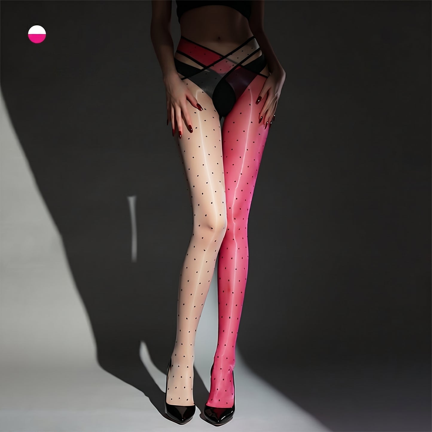 Shiny Polka Dots Pantyhose - Multicolor - One Size - image 6