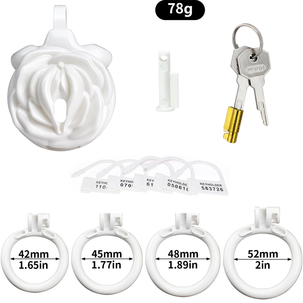 Male Chastity Cage with 4 Rings – Lightweight Resin Locking Device with 2 Keys, Invisible Wear for Long-Term Use - B - White - image 13