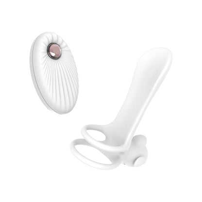Vibrating Dual Cock Ring Butt Plug with G Spot Massager - White - image 4