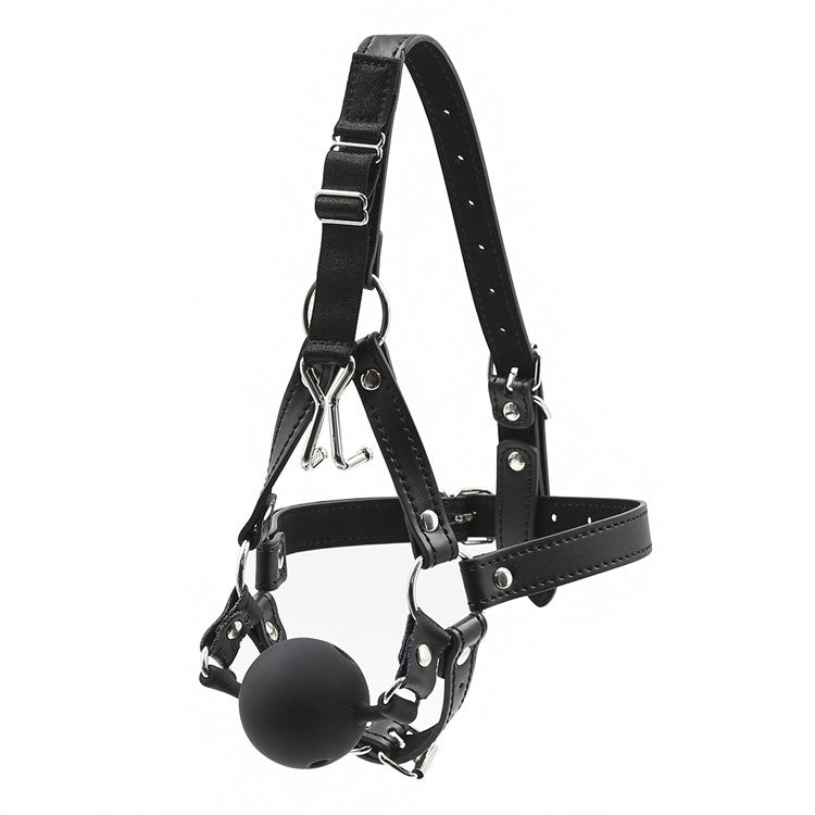 Adjustable Breathable Silicone Ball Gag with Nose Hook – 3 Sizes for Ultimate BDSM Control - Black - L - image 7