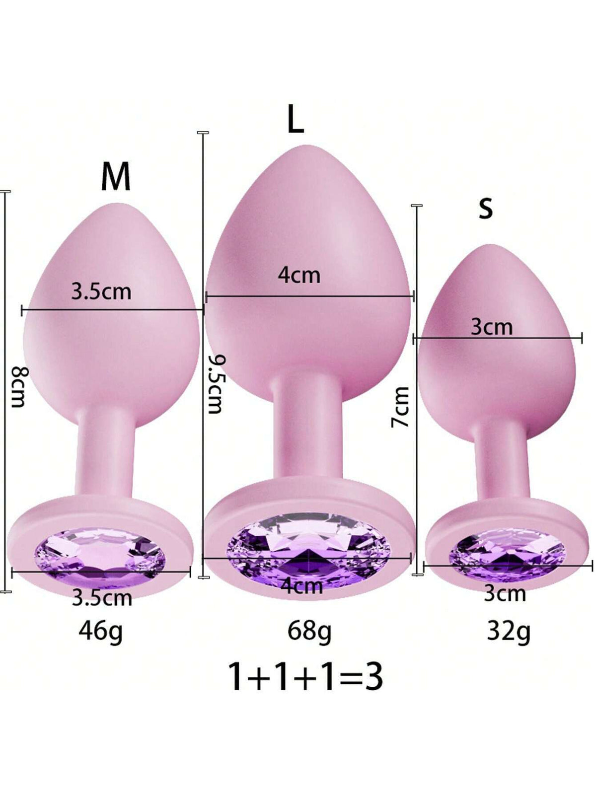 Crystal Diamond Anal Butt Plugs 3 Set - image 6
