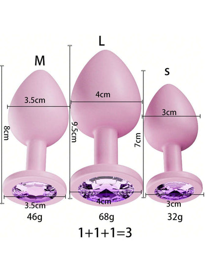 Crystal Diamond Anal Butt Plugs 3 Set - image 6