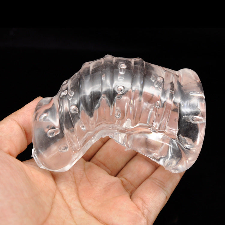 Beaded Silicone Sleeve Male Chastity Device - Clear - image 3