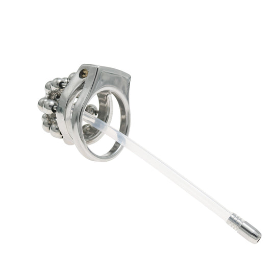 24-Bead Stainless Steel Chastity Cage with Urethral Tube - image 1