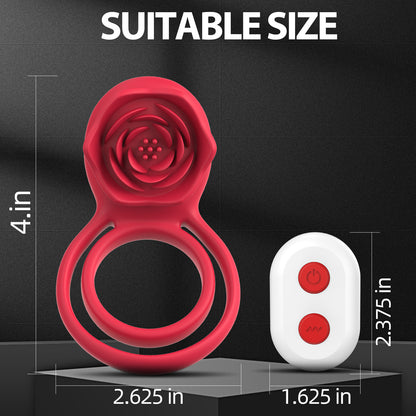 Remote Control Vibrating Cock Ring with Rose Clitoral Stimulator - image 6