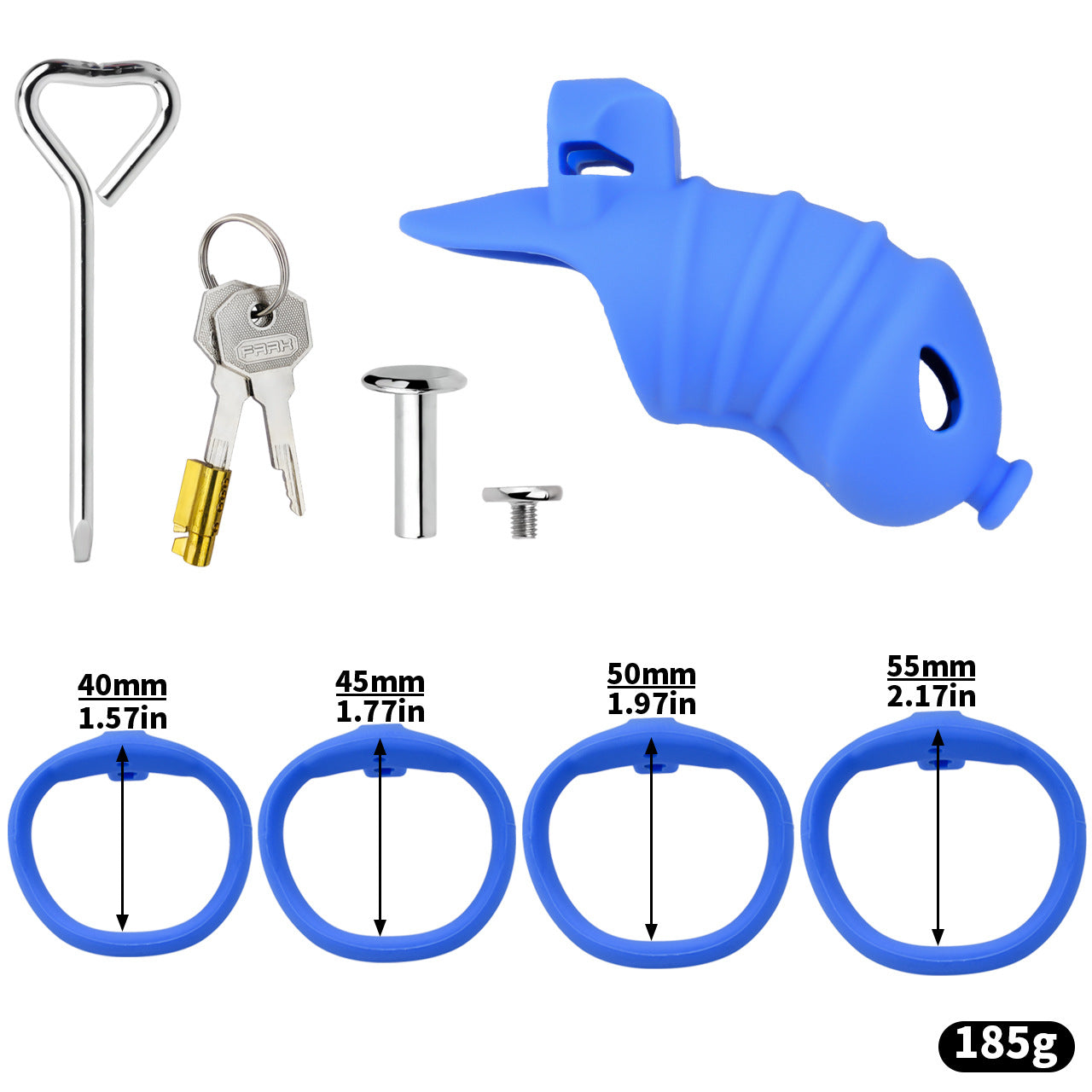 Soft Silicone Chastity Cage - L - Blue - image 12