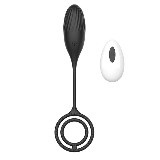 Rechargeable Silicone Butt Plug with Dual Rings & 10 Vibrations - Black - image 6