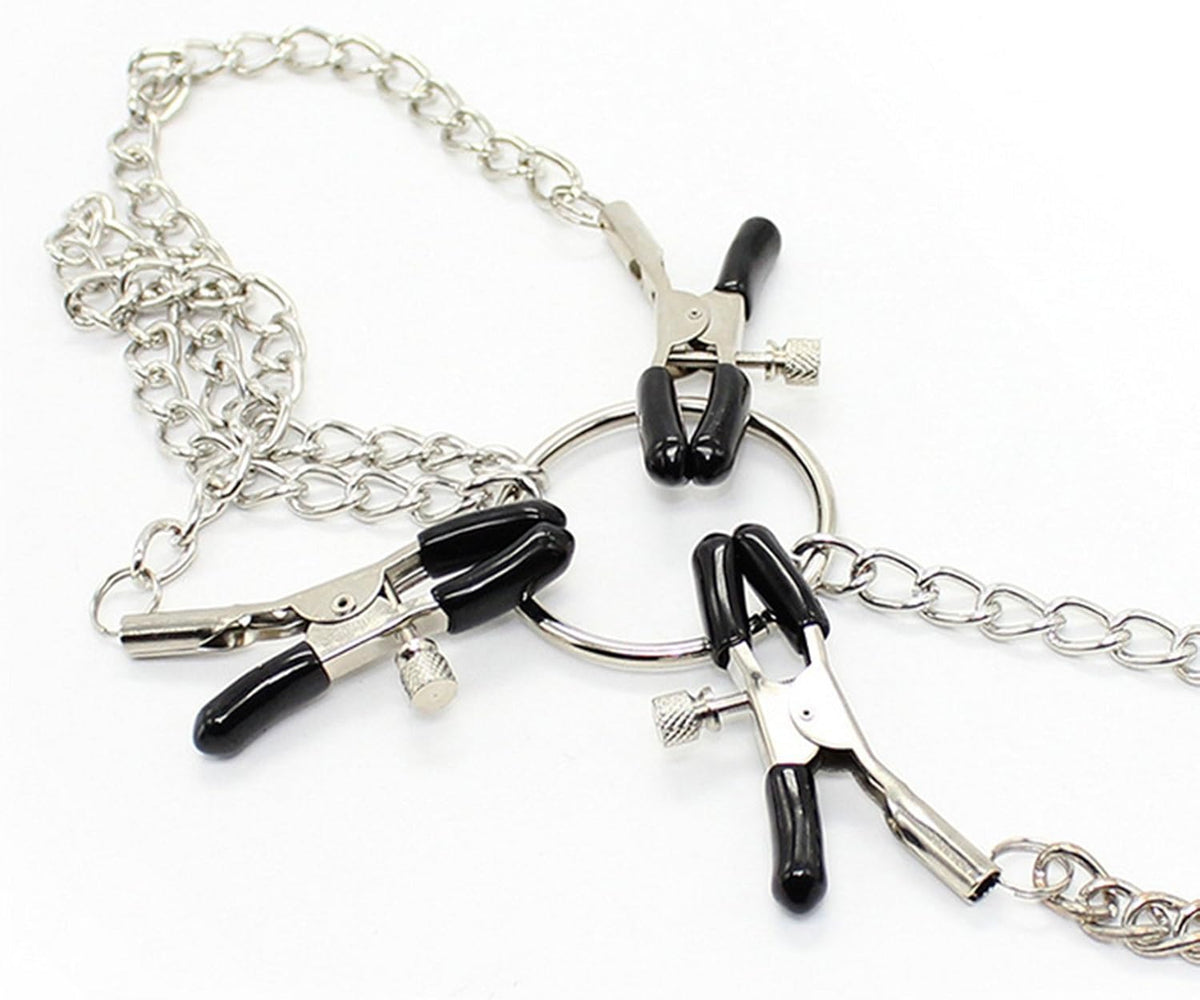 Metal Chain Nipple Clamps 3-Point Clips  - image 3
