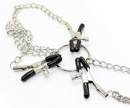 Metal Chain Nipple Clamps 3-Point Clips  - image 3