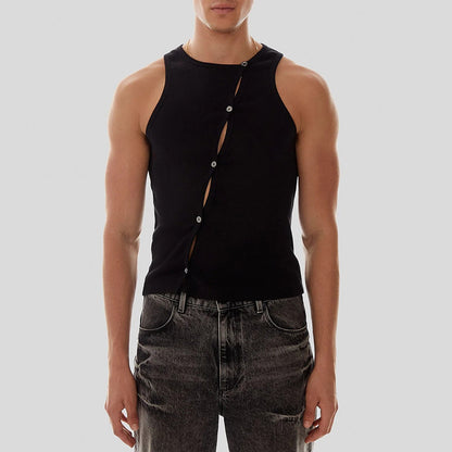 Versatile White Loose-fit Casual Tank Top - Black - XXXL - image 3