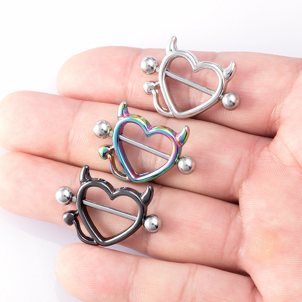 Hear Shape Demon Horn Nipple Piercing Ring - image 2