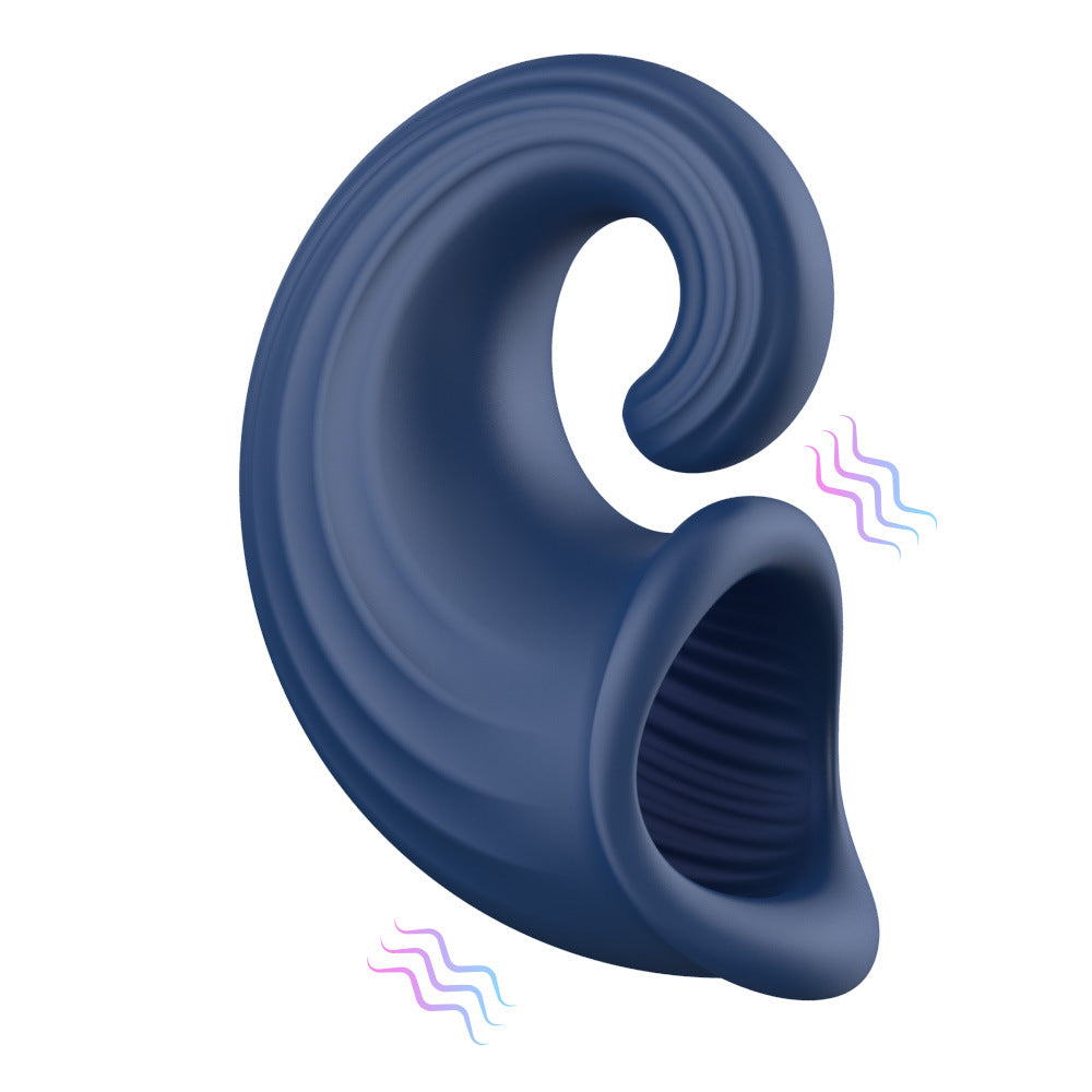 Horn Shape Penis Stimulator Stroker Cock Trainer - Blue - image 3