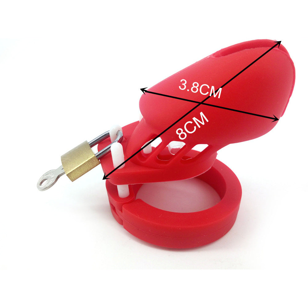 Red Silicone Chastity Cage - Short - image 5