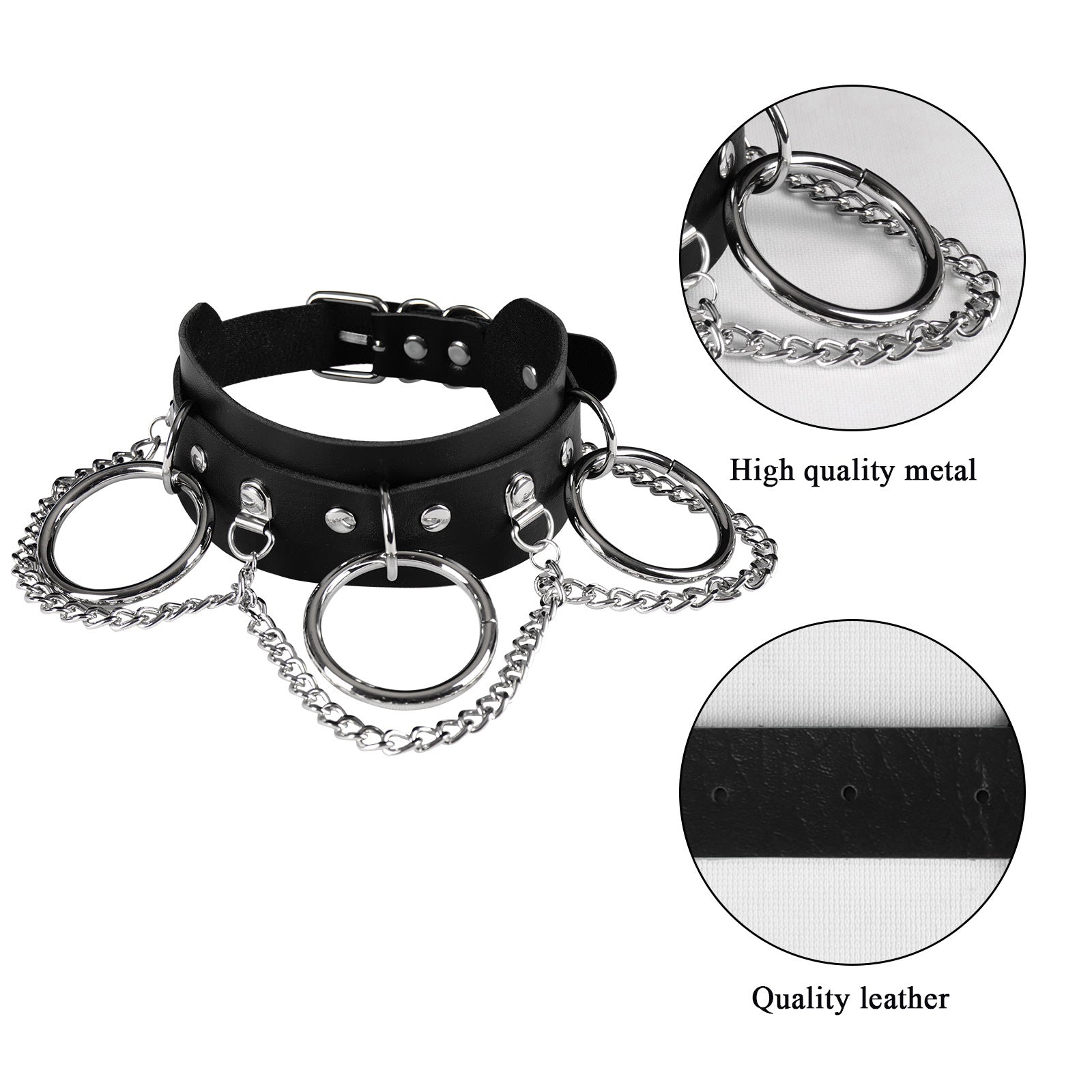 Unisex Punk PU Leather Choker Rock  - image 1