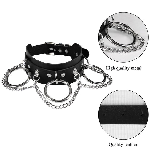 Unisex Punk PU Leather Choker Rock - image 1
