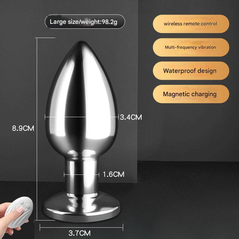 Remote Controlled Stainless Steel Vibrating Anal Plug - Large Size - Remote Control - image 3