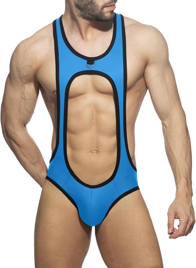 Mens Jockstrap Bodysuit  - X-Blue - XXL - image 9