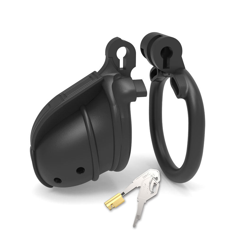 3D Stegosaurus Series Chastity Cage Breathable Chastity Device - Black - Flat Ring - image 3