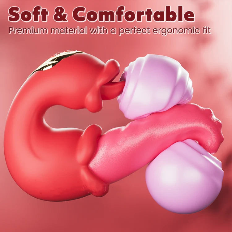 Rose Tongue Clit Licking Dual Vibrator Dildo - image 5