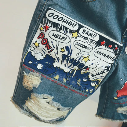 Fashion Mens Jeans Print Jean Shorts - image 8
