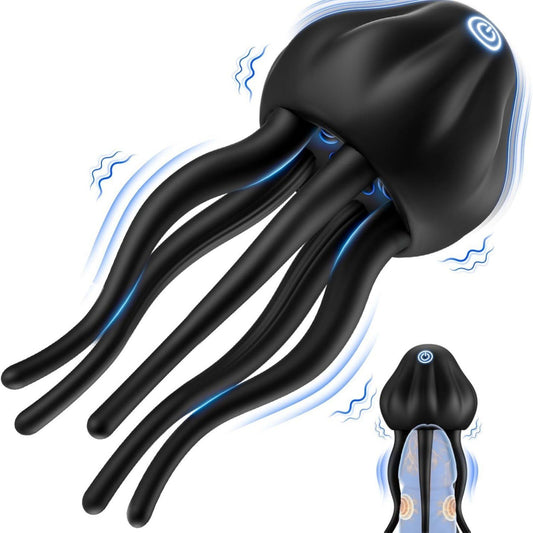 Jellyfish Masturbator Octopus Cock Ring Stroker - Black - image 0