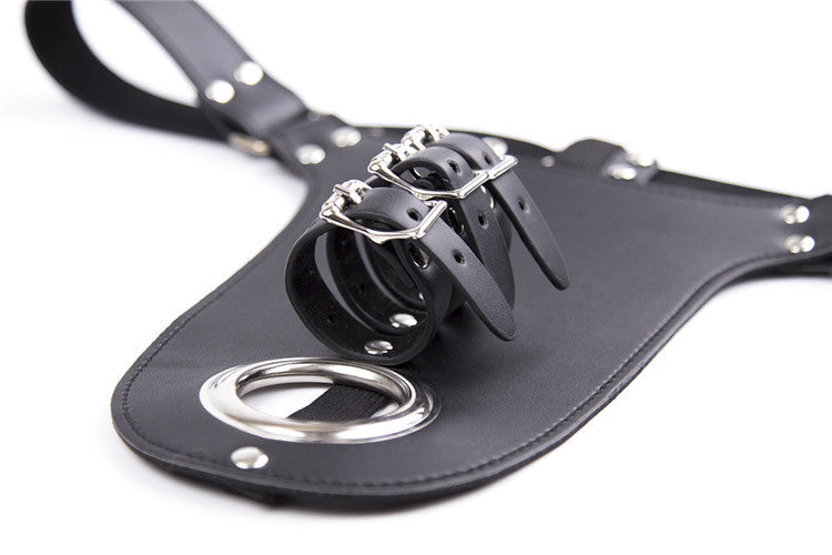 Male Leather Chastity Belt - Black - image 0