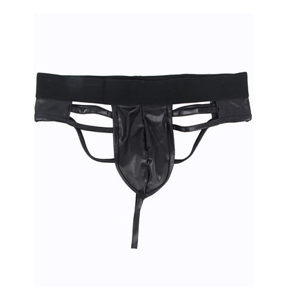 Man Faux Leather Strappy Thong - image 1