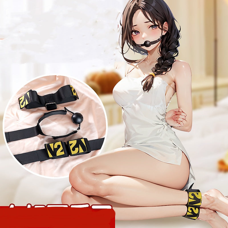Backhand BDSM Wrist & Ankle Restraints with Mouth Gag - image 0