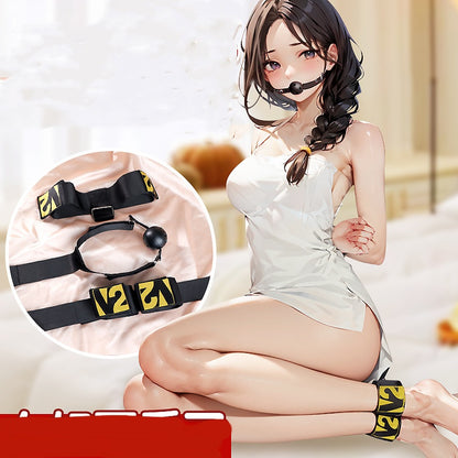 Backhand BDSM Wrist & Ankle Restraints with Mouth Gag - image 0