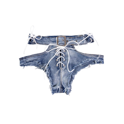 Low-Rise Distressed Denim Booty Shorts – Stretchy Micro Cut for Festival & Street Style - image 8